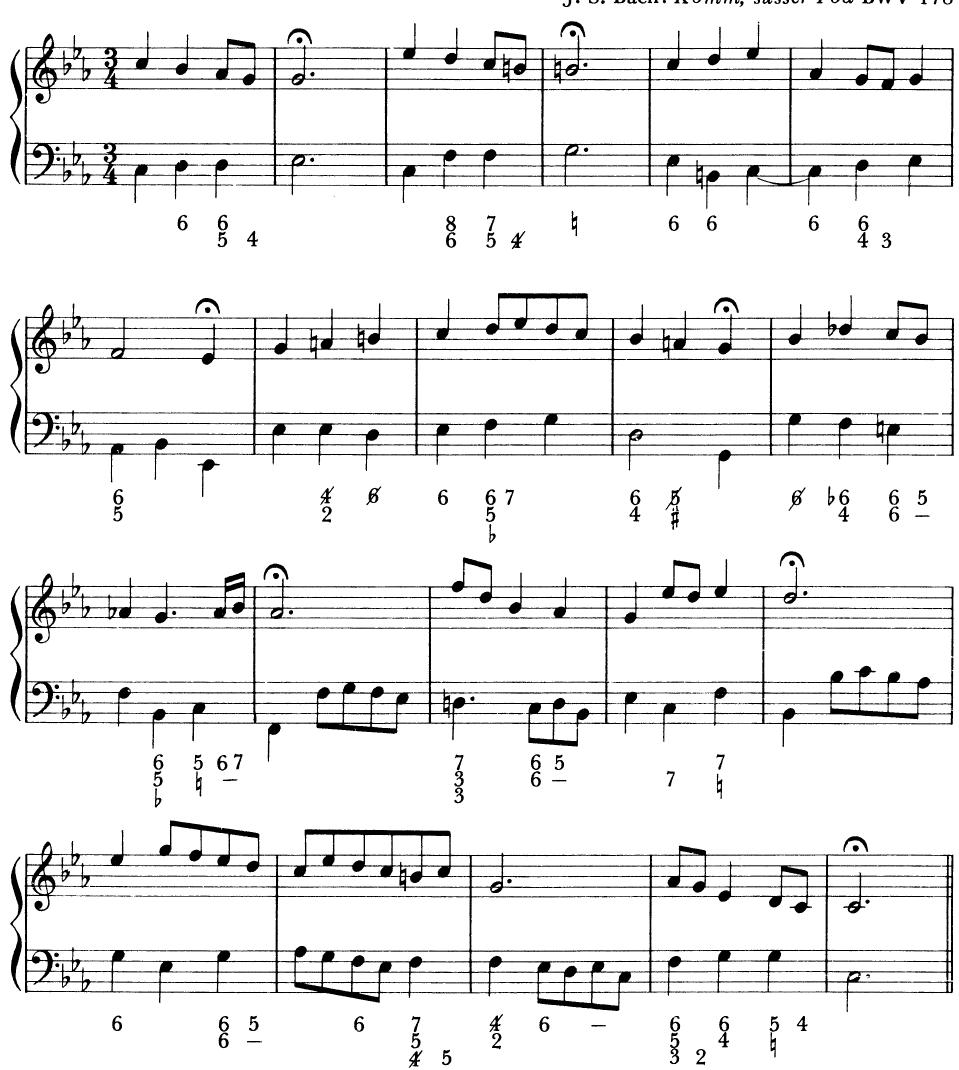 EXAMPLE 1-17；J. S. Bach: Komm, süsser Tod BWV 478；6. Several short passages from literature are quoted in Ex. 1-18. Extract and notate the basic sequential model underlying each, somewhat in the manner of Ex. 1-12.
