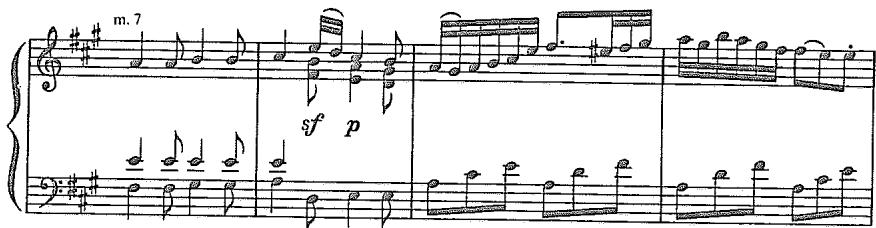 Example 2.7. Mozart&rsquo;s K. 331, same as Example 2.6, with a new phrase overlapping the cadence
