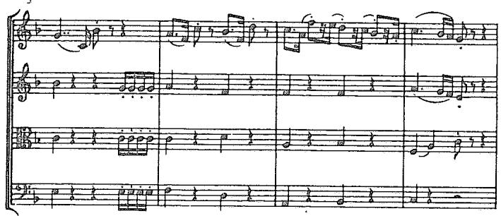 Example 2.14. Haydn: Quartet in $F$ Major, Op. 77, No. 2, first movement (beginning)