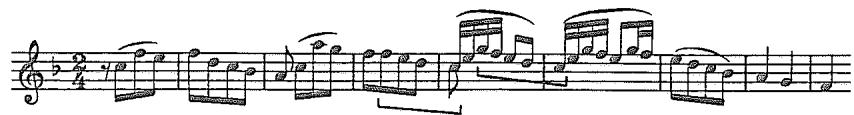 Example 2.25. Melodic reduction of Brahms&rsquo;s Op. 100, second movement, mm. 1–9