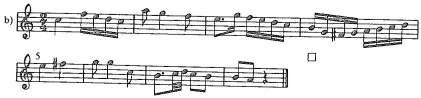 Example 2.27. Koch, Introductory Essay on Composition, p. 34
a. two phrases juxtaposed
b. same two phrases connected by a lead-in