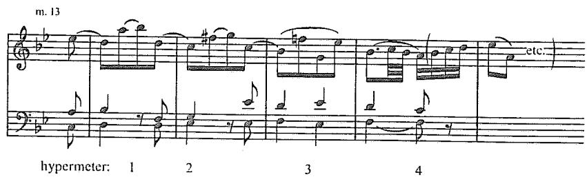 Example 2.34. Recomposition of Beethoven&rsquo;s Op. 49, No. 1, mm. 13–15