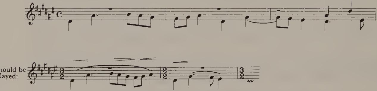 Ex. 2.23. WTC I, Fugue in D sharp minor, bars 1–3；Chapter 10, pp. 224 f. and 236). Nevertheless the underlying 4/4 time is not altogether abrogated, remaining in the background as a kind of safeguard. The immense variety of tension in polyphonic pieces is demonstrated by two telling examples from the E flat Prelude in WTC I, quoted by Peter Williams (see Ex. 2.24).