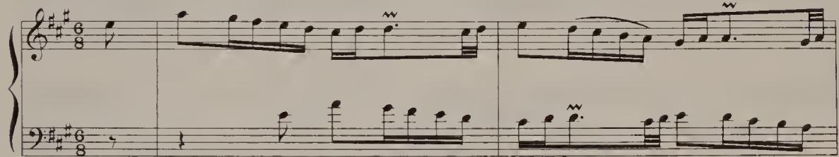 Ex. 2.34. English Suite No. 1, BWV 806, Gigue, bars 1–4