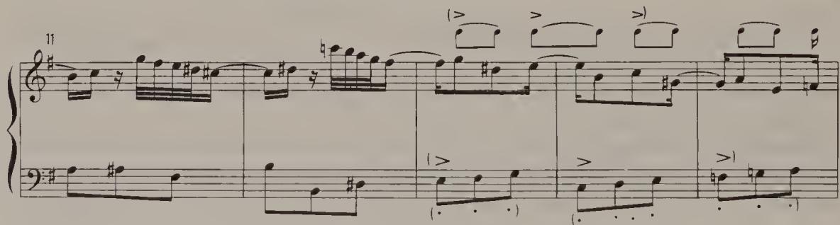 Ex. 2.37. Partita No. 6, BWV 830, Corrente, bars 11–15