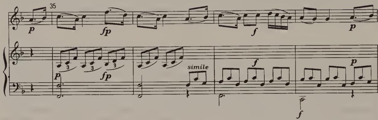 Ex. 2.50. Mozart, Violin Sonata K. 296, Andante, bars 34–8