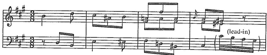 Example 3.10. Recomposition of Haydn&rsquo;s Symphony No. 42, second movement, mm. 83–92