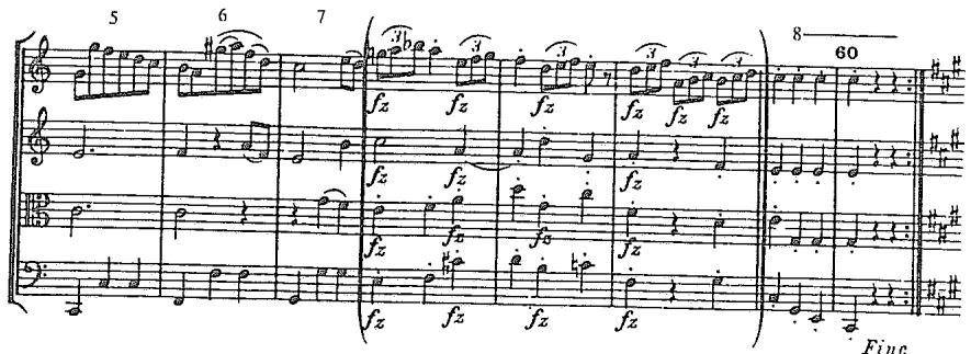 Example 3.19. Haydn: Quartet in C Major, Op. 74, No. 1, Menuetto (end)