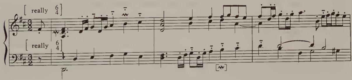 Ex. 4.15. Partita No. 4, BWV 828, Courante, bars 1–3