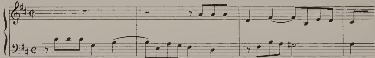 Ex. 4.25. WTC II, Fugue in D major, bars 1–4；Ex. 4.26