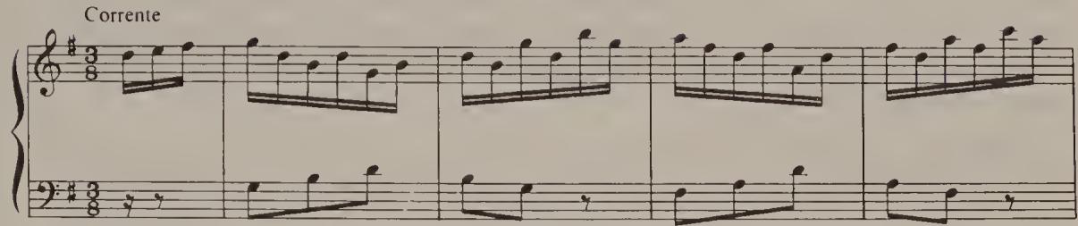 Ex. 4.43. Partita No. 5, BWV 829, Corrente, bars 1–8