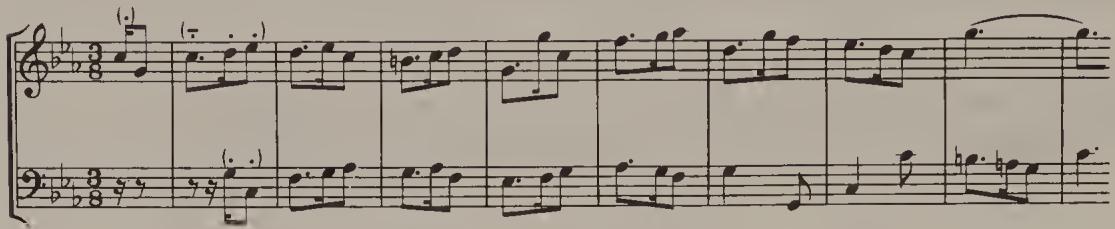 Ex. 4.45. French Suite No. 2, BWV 813, Gigue, bars 1–9, earlier version