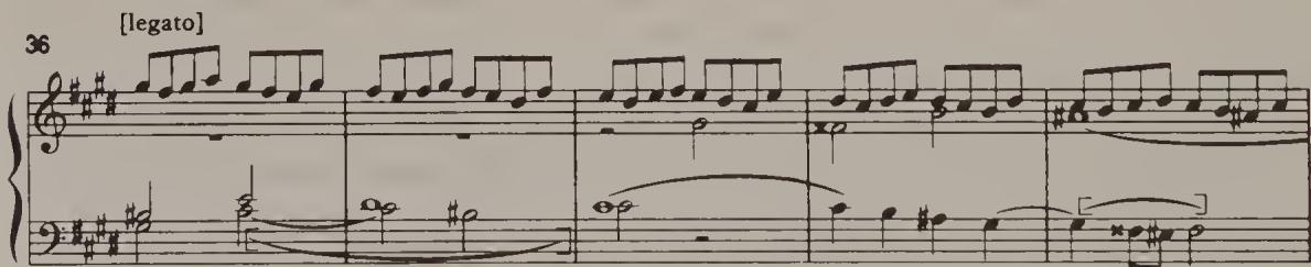 Ex. 4.55. WTC I, Fugue in C sharp minor, bars 36–40；vocal melismas were automatically sung legato. When executing coloratura passages of this kind instrumentalists should remember that in Bach&rsquo;s lifetime articulation was frequently applied within melismas (see John Butt, Bach