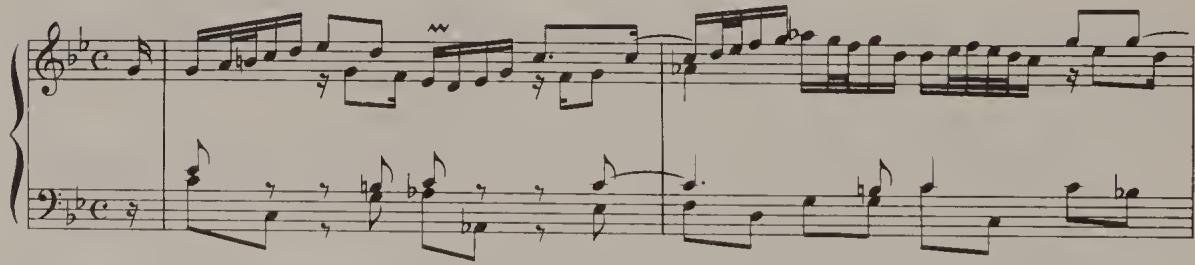 Ex. 4.58. French Suite No. 2, BWV 813, Allemande, bars 1–2