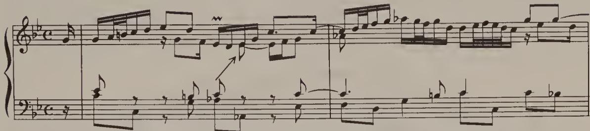Ex. 4.59. French Suite No. 2, BWV 813, Allemande, bars 1–2, later version