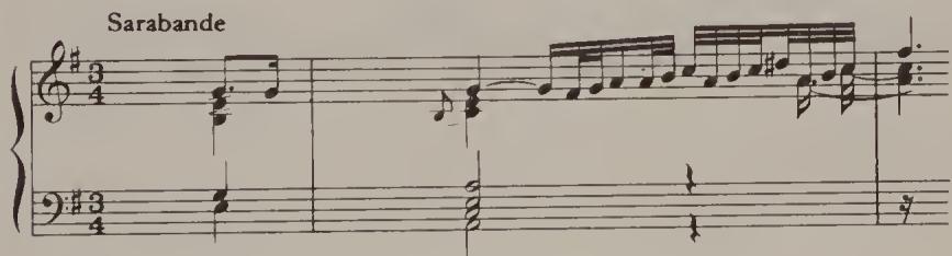 Ex. 4.77. Partita No. 6, BWV 830, Sarabande, bars 1–2