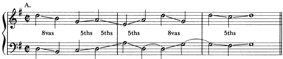 EXAMPLE 4-6 Melodic motion involving perfect consonances