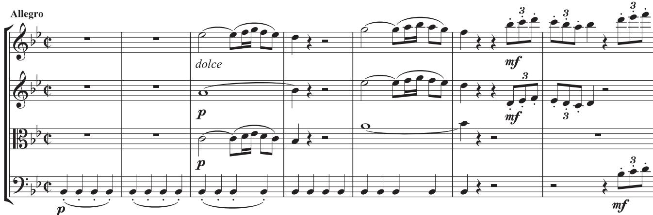 EXAMPLE 5.36 Haydn, String Quartet in G, Op. 54, No. 1, ii, 1–12