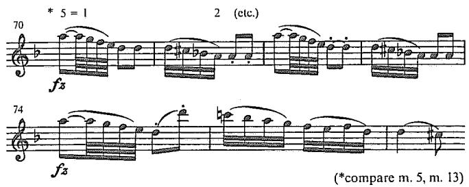 Example 5.17. Haydn: Quartet Op. 42, first movement, mm. 66–76
