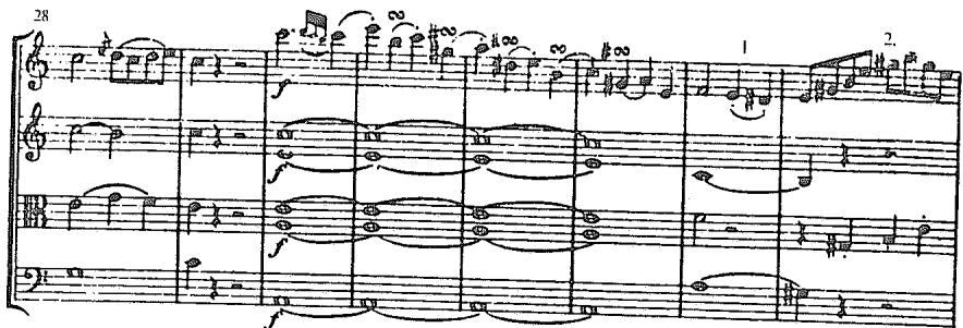 Example 5.21. Haydn: Quartet in C Major, Op. 54, No. 2, first movement, mm. 1–65