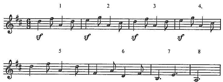 Example 5.30. Recomposition of Haydn&rsquo;s Symphony No. 101, first movement, mm. 13–25