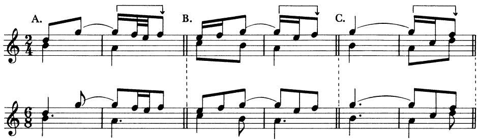 EXAMPLE 6-7 Ornamented suspensions with resolution on off-beat