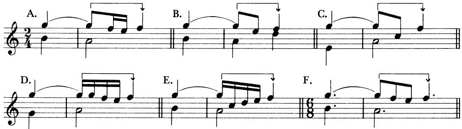 EXAMPLE 6-8 Ornamented suspensions with resolution on following beat
