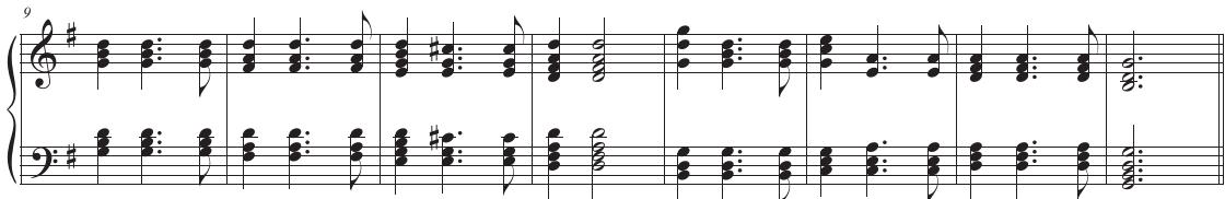Händel: Chaconne in G, HWV 435 (simplified). The &ldquo;Goldberg&rdquo; progression.