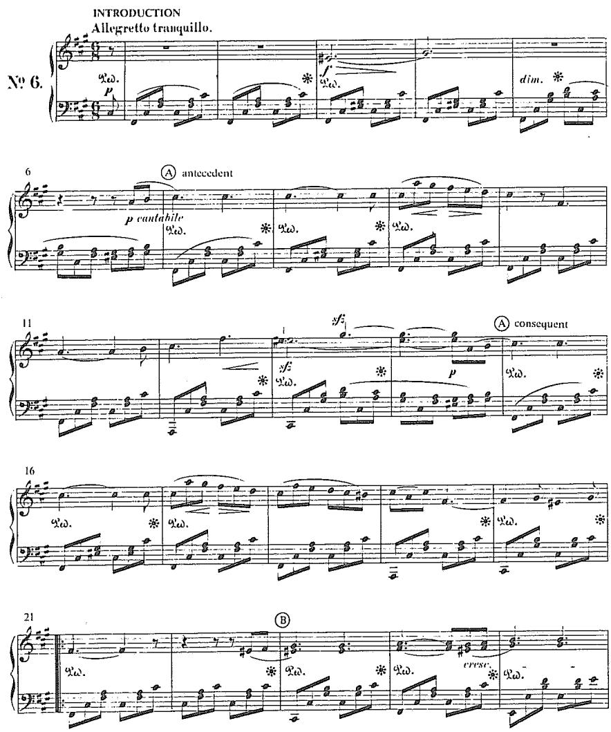 Example 6.5. Mendelssohn: Venetian Gondola Song in F# Minor, Op. 30, No. 6 (from Songs without Words)