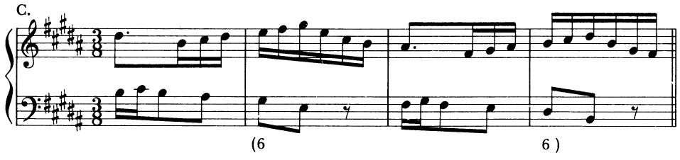 Momentary tonicizations will often involve chromaticism. $^{1}$ Example 7-2A represents the normal situation where the augmented prime (f–f#–g) occurs in the same voice. Avoid Ex. 7-2B, in which the voice switching has created an undesirable chromatic cross relation between two different parts. It is best to limit the use of cross relations to those examples where a bona fide voice exchange occurs (sometimes called a chromatic voice exchange), as in Ex. 7-2C. Example 7-2D is also possible, although rare in two-part texture.