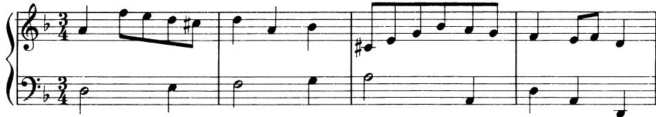 EXAMPLE 7-4；J. S. Bach (?): Minuet in d BWV Anh. 132 (Notenbuch der Anna Magdalena Bach)