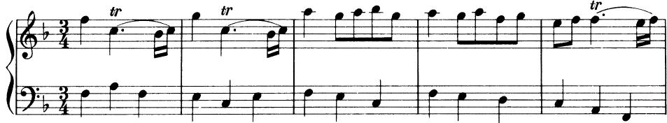 G. F. Handel: Minuet in F
EXAMPLE 7-5 (also see Minuetto Alternativo in his Concerto Grosso Op. 3, No. 4 in F)