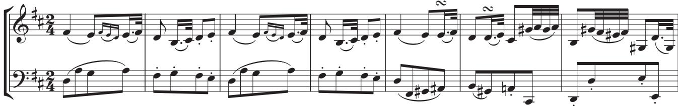 EXAMPLE 7.20 Haydn, String Quartet in F, Op. 77, No. 2, iii, 1–22