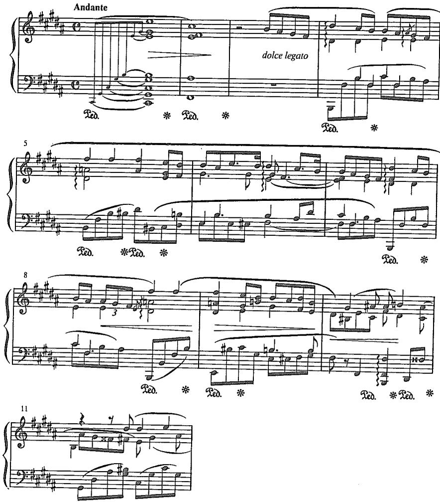 Example 7.27. Chopin: Nocturne in B Major, Op. 62, No. 1 (beginning)