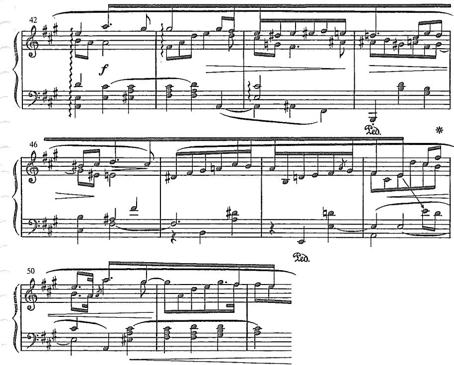 Example 8.16. Chopin: Mazurka in A Minor, Op. 59, No. 1, mm. 42–52
