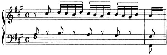 EXAMPLE 8-4 J. S. Bach: Prelude in f# | (WTC I), meas. 1-2