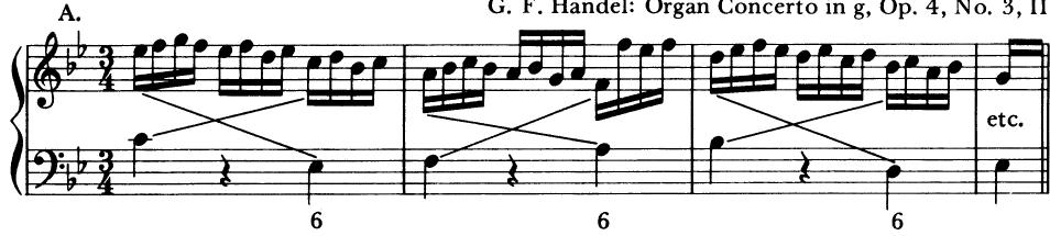 EXAMPLE 8-13；G. F. Handel: Organ Concerto in g, Op. 4, No. 3, II