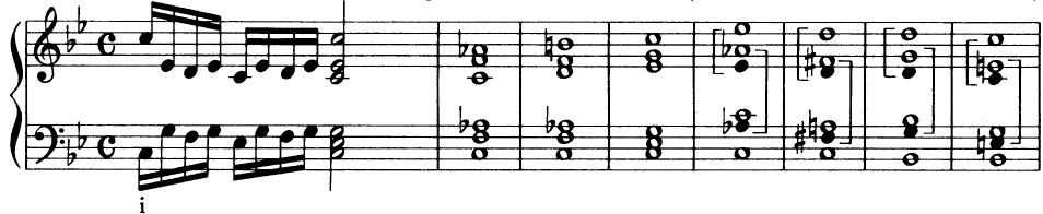 EXAMPLE 8-18；J. S. Bach: Prelude in c (Klavierbüchlein, later in WTC I)