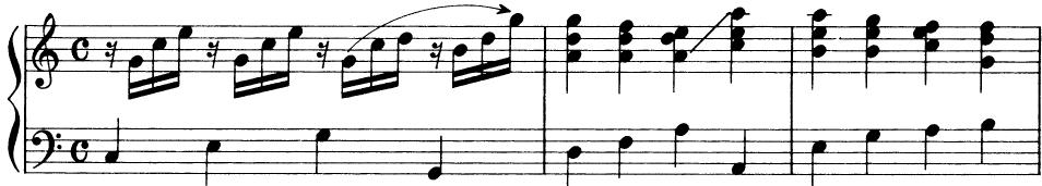 EXAMPLE 8-20；J. S. Bach: Prelude in C BWV 924 (Klavierbüchlein)；(continued)