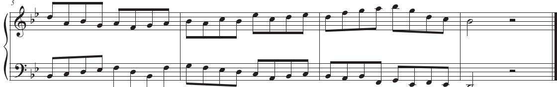 Here the soprano line is moved to the bass, and a new soprano is improvised.