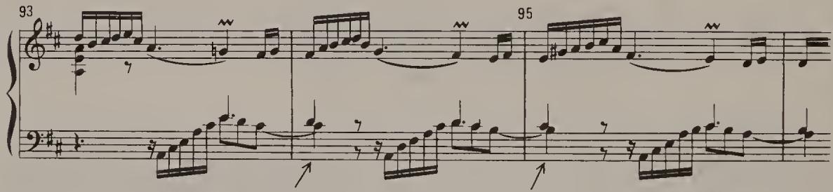 Ex. 9.9. Partita No. 4, BWV 828, Ouverture, bars 93–6