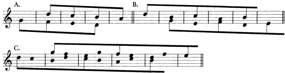 EXAMPLE 10-6 Sequence in canons at the fifth or fourth
