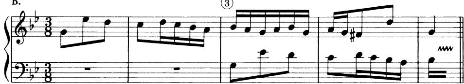 B.；③