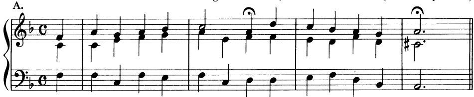 EXAMPLE 11-4；Four settings of Christus, der ist mein Leben (first two phrases)