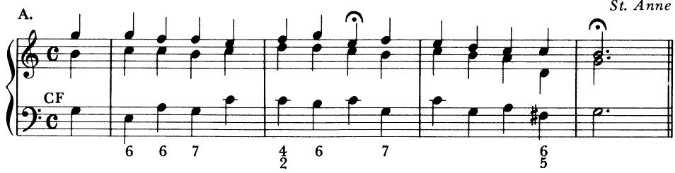 EXAMPLE 11-7 Note-against-note settings using chordal dissonance