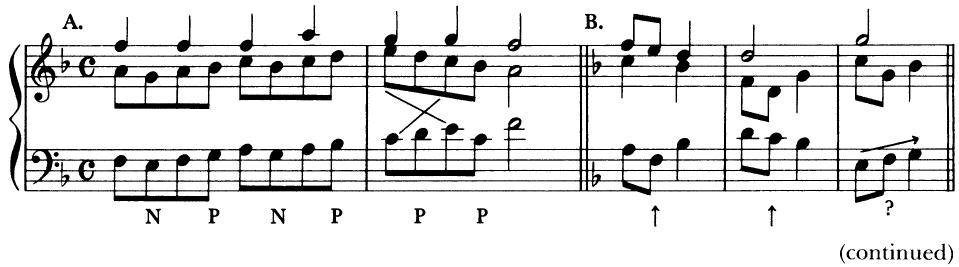 EXAMPLE 11-10 Non-harmonic activity in three-voice polyphony