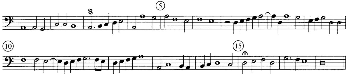Example 11-7b Rule “Consequent at the distance of two breves an octave above.”