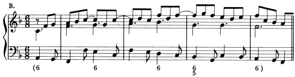 In more extended 6:1 or 8:1 elaborations, the underlying harmonic rhythm will often move at a rate of 2:1 or in relation to the cantus. If the cantus has extensive ascending or descending motion, it may be possible to set up certain voice-leading paradigms involving sequential patterns. Refer back to Exs. 1-18E and 18F, which employ instances of 4-6 and 6-5 respectively.