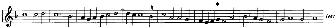 Exercise 12-C4 Add a line below this line. (The G at * must be treated as a dissonant upper neighbor.)