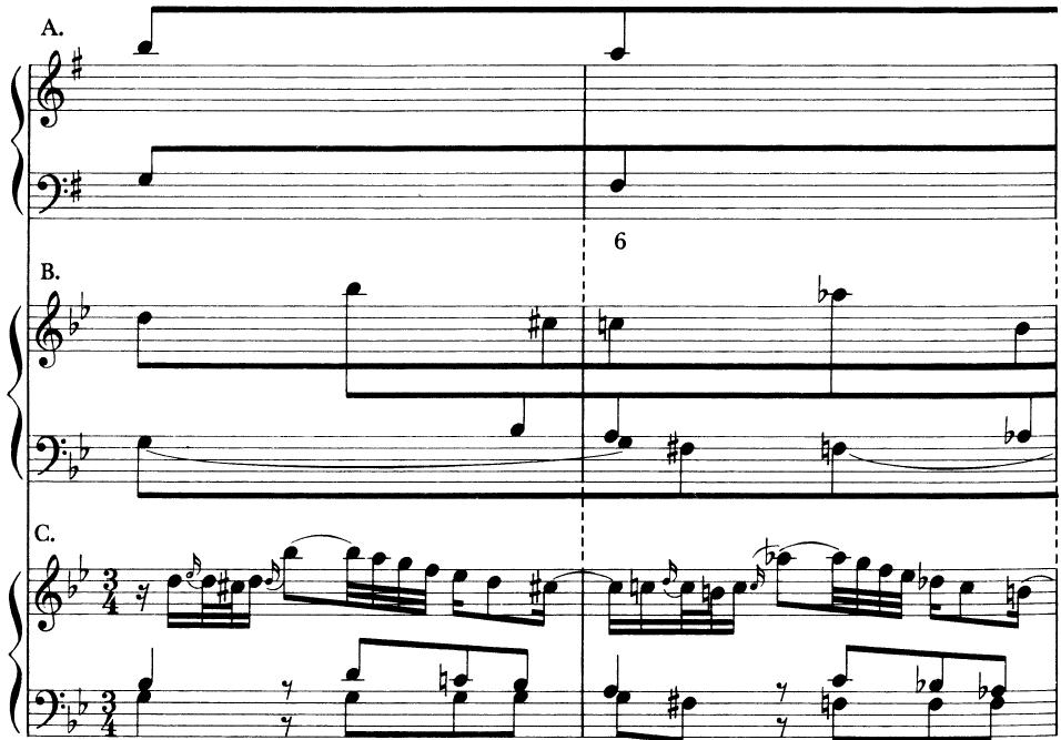 EXAMPLE 13-9 Voice-leading comparison of opening of Aria and Variation 25 from Bach&rsquo;s Goldberg Variations